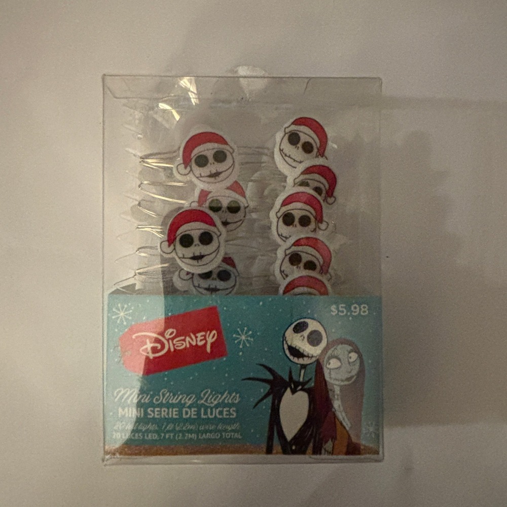 Disney Nightmare Before Christmas Jack Skellington Santa Mini String Lights 7ft